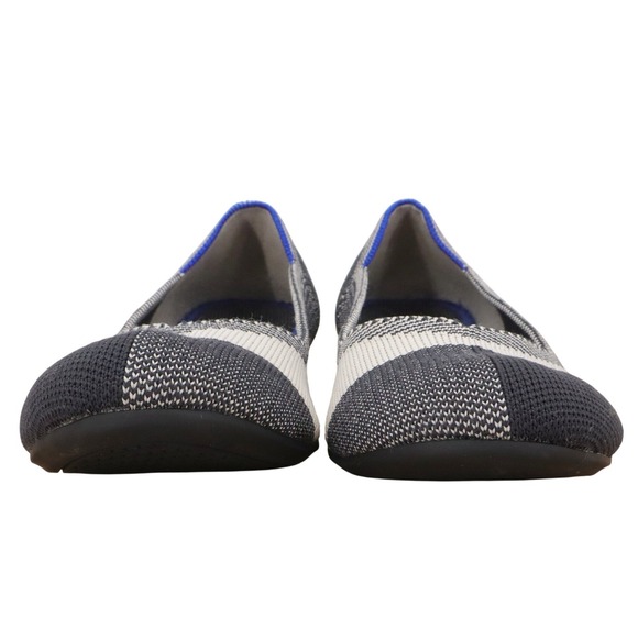 Rothys The Flat Cap Toe Shoes Womens Size 7 Black Cream Plaid Knit Comfort - Picture 6 of 10